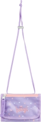 Baagl portfel na szyję Mazlíčci – fioletowy tekstylny portfel ze sznurkiem