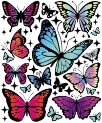 Iron-on Stickers – Rainbow Butterflies, Large Sheet 20 × 30 cm