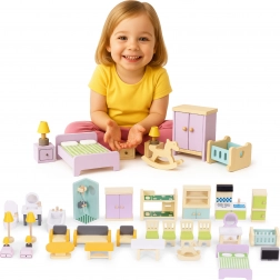 Drveni namještaj za kućicu za lutke – set od 30 komada