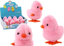 Hopping wind-up plush chick, pink