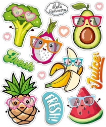 Iron-on Pictures Happy Fruits – Large Sheet 20 × 30 cm
