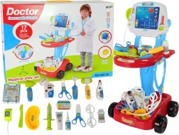 Chariot médical avec table et ECG, set pour enfants 17 pièces