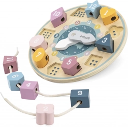 wooden educational clock POLARB with shape sorter and lacing
