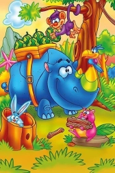 Wooden Puzzle Working Rhinoceros 16 Pieces