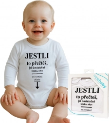 Bavlněné kojenecké body s dlouhým rukávem NEW BABY s potiskem