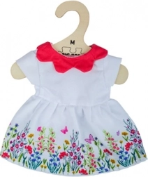 White floral dress with red collar for 34 cm doll