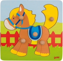 Goki puzzle d’encastrement en bois cheval, 5 pièces
