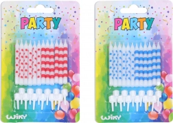 Rojstnodnevne svečke s pikami in črtami, 12 kos + stojala