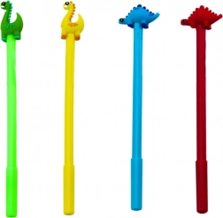 Kuličkové pero s dinosaurem, víčko, černý inkoust, mix barev, hrot 0,5 mm