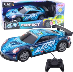 RC-raceauto met verlichte carrosserie, blauw