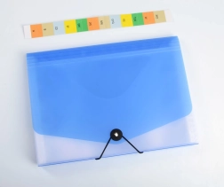 Organiseur de documents A4 Opaline transparent/bleu, 13 pochettes avec élastique
