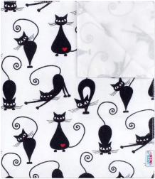 Nepremokavá flanelová podložka pre bábätko NEW BABY biela s čiernou mačkou