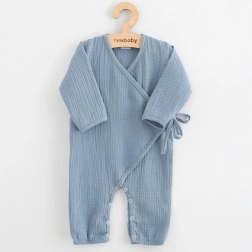 Combinaison en mousseline pour bébé New Baby bleue 80 (9–12 mois)