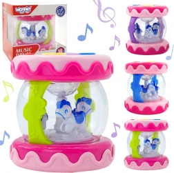 WOOPIE tamburo musicale per bambini, giostra e proiettore 3 in 1 con rotolo per imparare a gattonare