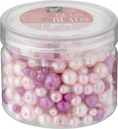 Set de perles en verre dans des nuances de rose