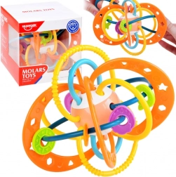 Sensorische rammelaar en bijtring voor baby’s – Oranje