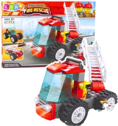 Fire Truck Building Set with Ladder, 67 Pieces