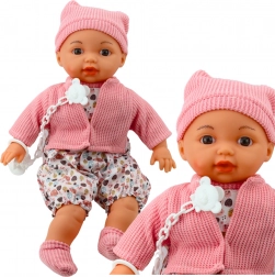 Beba lutka s kapicom i dudom na lančiću Ružičasta 40 cm