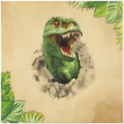Dino-themed paper napkins, 12 pcs