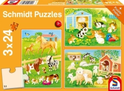 SCHMIDT Farm Friends puzzle set, 3×24 pieces
