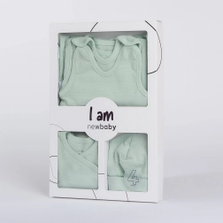 New Baby I AM newborn hospital set, 4 pieces, mint