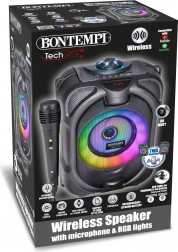 Enceinte karaoke sans fil avec microphone, effets lumineux et écran