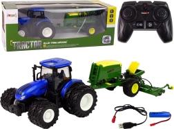 fun RC tractor with baler at 1:24 scale blue
