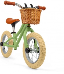 Bicicletta senza pedali di equilibrio BIGJIGS TOYS verde con cestino in vimini