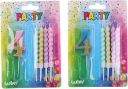Feestkaars nummer 4 met 4 kaarsen