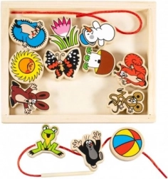 Detoa jeu de laçage PETIT TAUPE – ensemble d’enfilage en bois