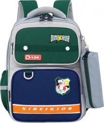 Šolski nahrbtnik z motivom dinozavra in peresnico siva 16L