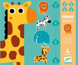 Puzzle DJECO giungla 4 in 1 per bambini (3–6 pezzi)
