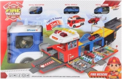 Auto della polizia con garage pieghevole e luci