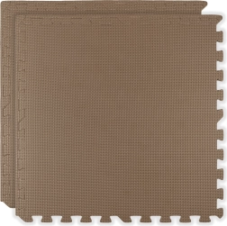 Soft foam mat HUMBI 120 × 60 cm, waterproof large foam puzzle, dark beige cappuccino, 2 pcs