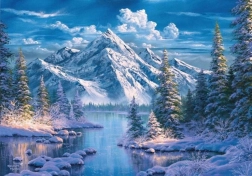 Pittura diamantata Fiume nella valle di montagna