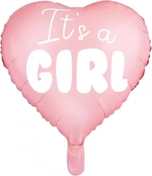 Ballon en aluminium It's a Girl cœur rose 45 cm