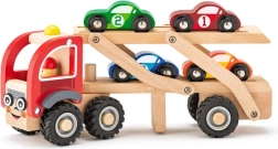 Wooden Car Transporter with 4 Racing Cars