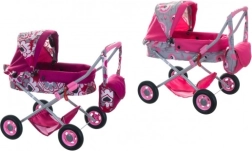 Deep doll pram with basket and bag, assorted colors