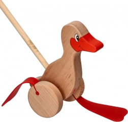 Anatra in legno da spingere per bambini
