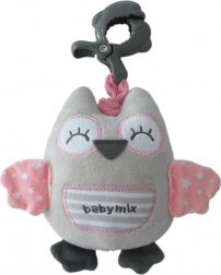 Baby Mix Pink Plush Musical Owl with Clip