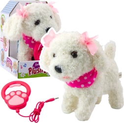 Interactive Plush Poodle on a Leash – White, Barks and Walks