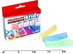 Dreikantige bunte Straßenkreiden, 6 Stück