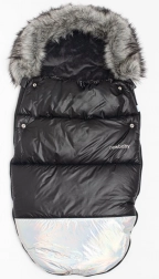 Luxury winter footmuff with faux fur Shine New Baby black–silver