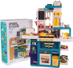 Interactieve kinderkeuken met stoom, licht en geluid, 80 delen – Blauw