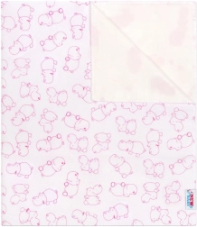 Nepremokavá flanelová podložka New Baby hrošík bielo‑ružová