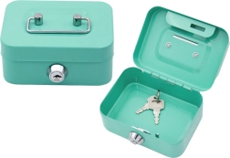 Låsbart metalpengeskab med to nøgler - turkis