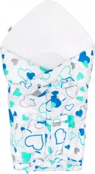 Classic tie-up swaddle wrap New Baby blue hearts