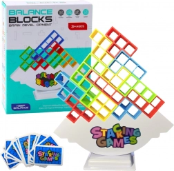 Balancing Tetris Tower - skill game with 48 blocks and 22 cards