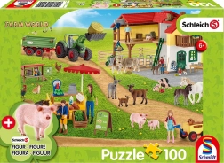 SCHLEICH Farm Puzzle with Market Stall, 100 Pieces + Figurine
