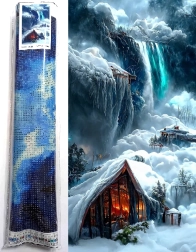 Dijamantno slikanje Koliba zimi 80x40 cm